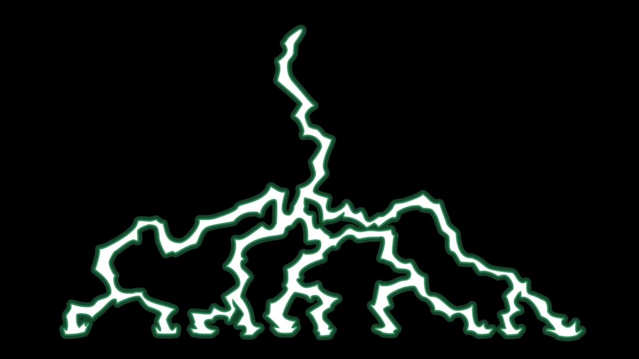Animazione fulmine isolato su sfondo nero
