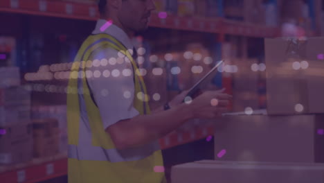 animation of purple scan scope over man working in warehouse