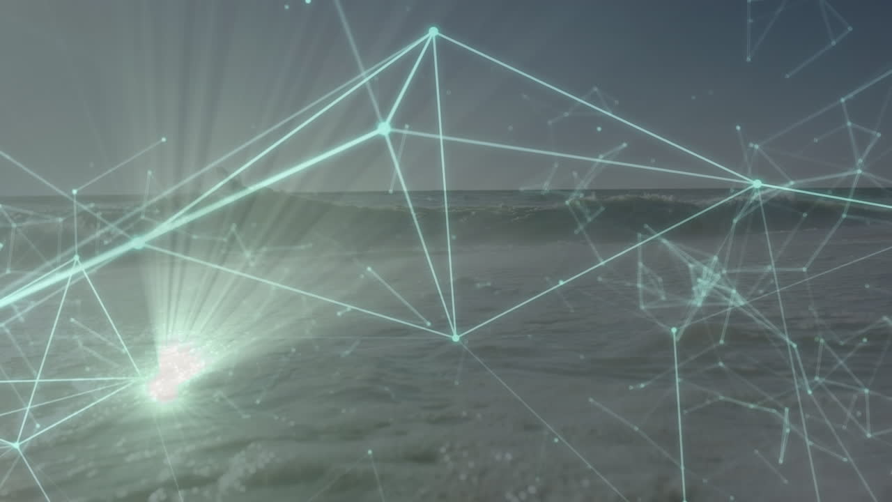 Animation of network of connections over sea