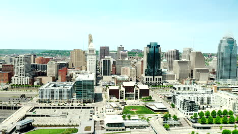 View-of-downtown-buildings-in-Cincinnati,-Ohio