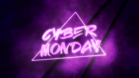 cyber monday with neon triangles on stage