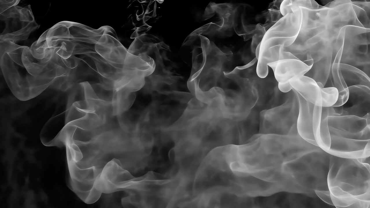 Mysterious dark swirling mist animated overlay, transparent 4K video, alpha channel, ProRes 4444