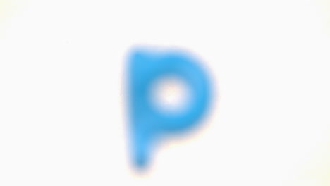 blue letter p lifting off white background