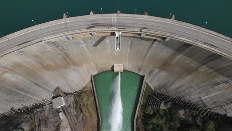 Aerial-views-of-a-Reservoir-draining-water-in-the-spanish-Pyrenees