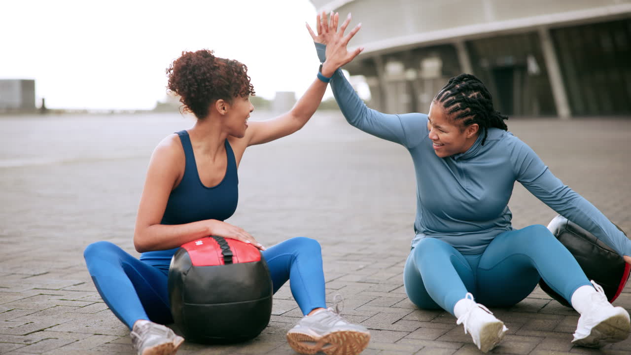 Two Women Working Out Outdoors