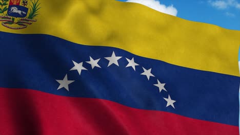 venezuela flag waving in the wind, blue sky background. 4k