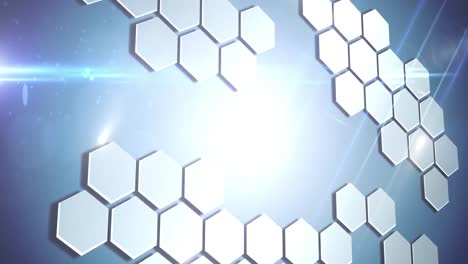 Animation-of-network-of-hexagons-over-glowing-background