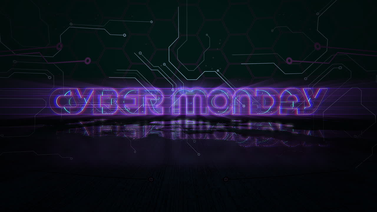 Cyber Monday neon-lit within a motherboard