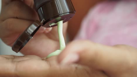 applying hand cream