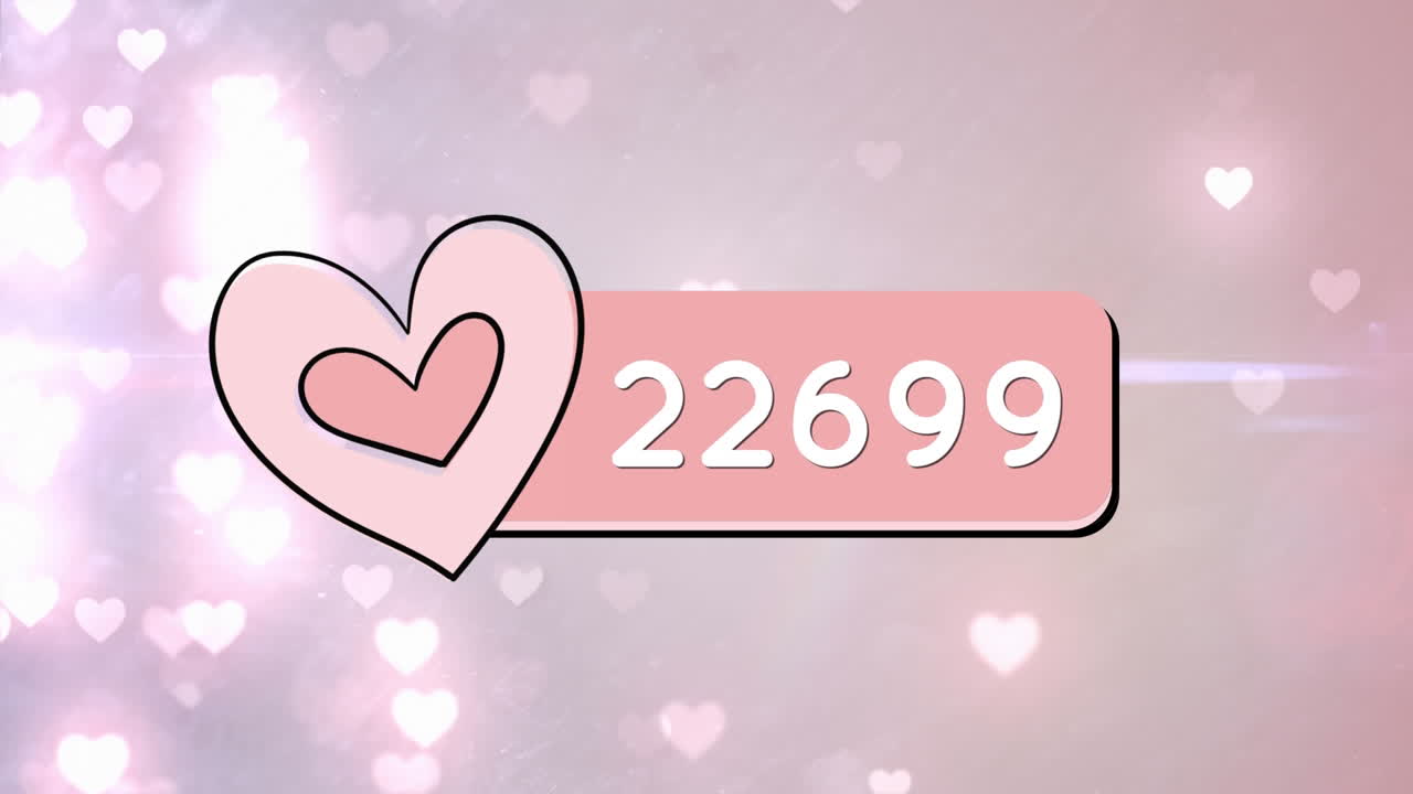 Increasing number of hearts on social media