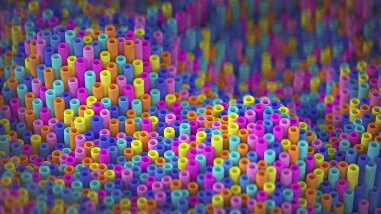 fondo con tubos de colores vívidos bucle sin costuras animación de renderizado 3d