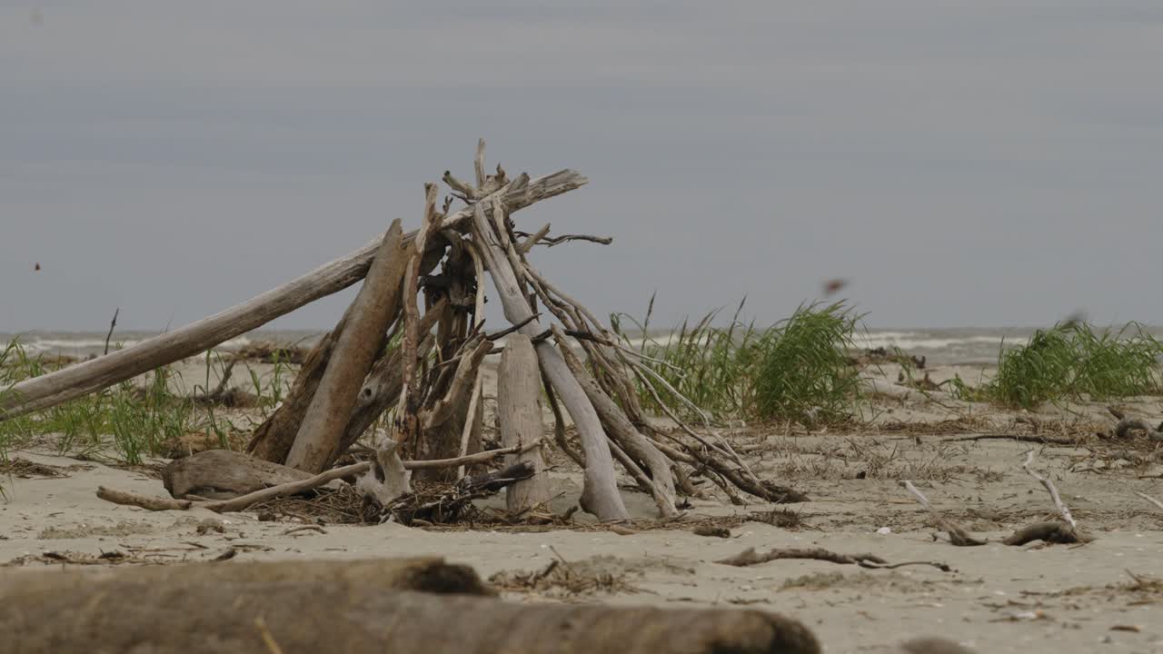 Teepee da spiaggia sull'isola di Bull in Carolina del Sud