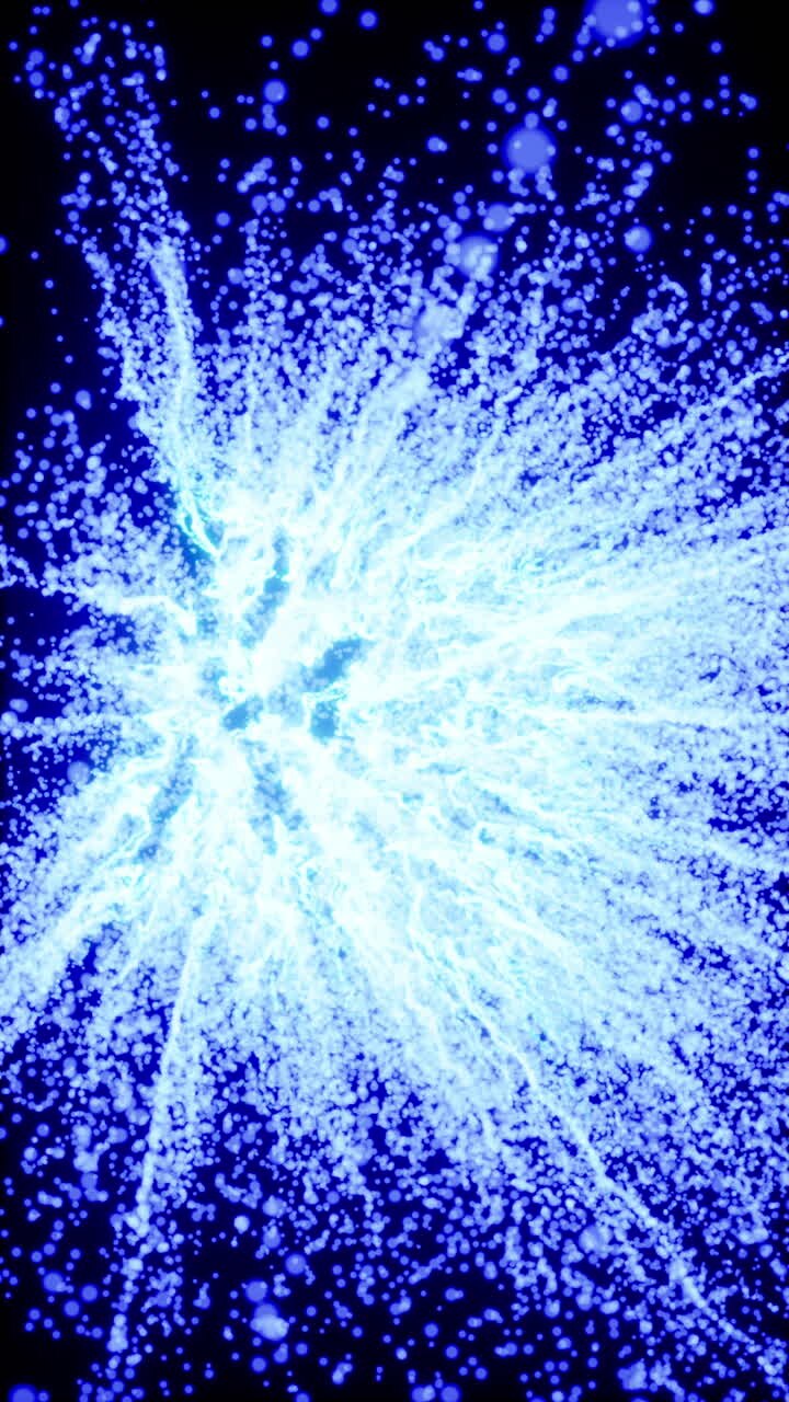 Abstract Blue Particle Explosion Background