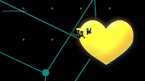 animación del icono del corazón sobre el procesamiento de datos y formas