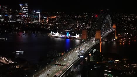 sydney harbour night time panorama viewed from shangri-la hotels