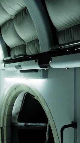 futuristic spaceship interior: closeup of sleeping quarters