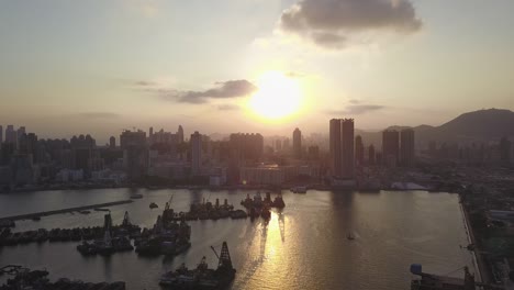 aerial view footage of kowloon district in hong kong