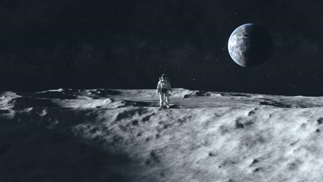 astronaut on the moon with earth in the background