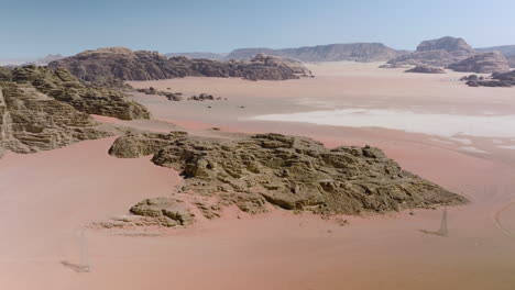 Preserved-Wadi-Rum-Desert-In-Jordan,-Middle-East--Aerial-View