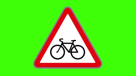 green screen, road signs icon, bicycle crossing hazard