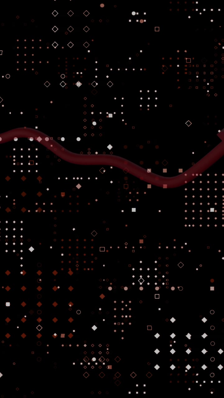 Animation of graph with arrow over dots forming abstract pattern against black background