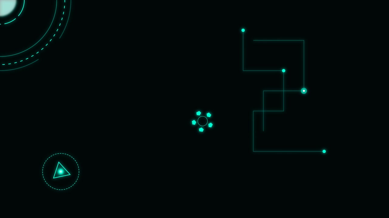 Abstract Digital HUD Interface with Glowing Geometric Elements