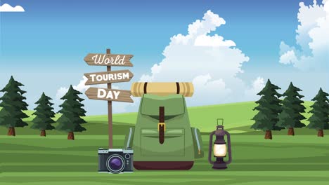 travel vacations icons in the forest