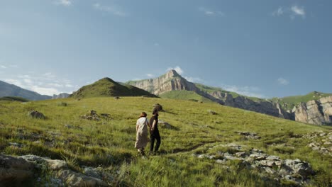 couple hiking in mountains