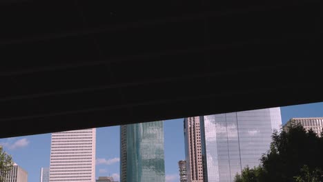 low angle view of skyscrapers in downtown houston