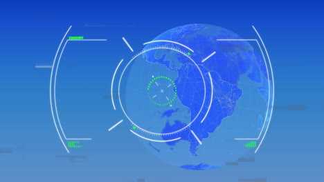 animación del globo y el alcance del escaneo sobre fondo azul