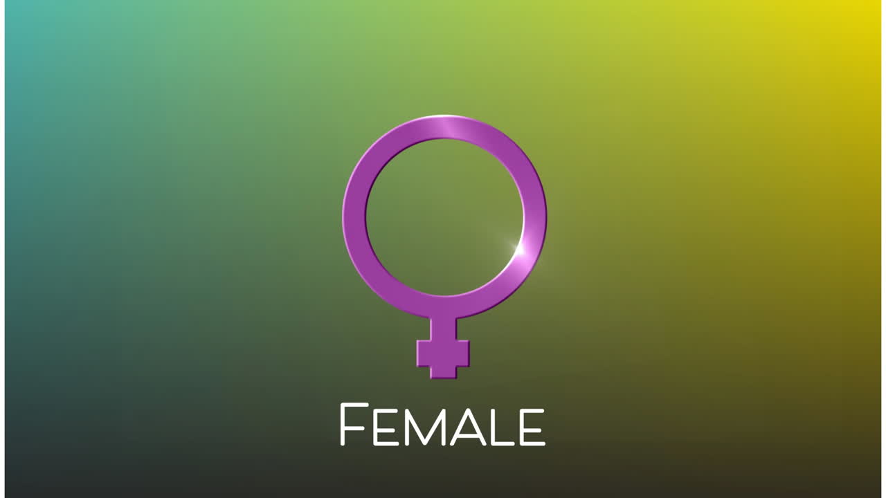 Animation of female symbol and text over green background