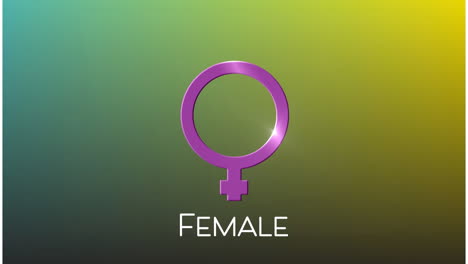 animation of female symbol and text over green background