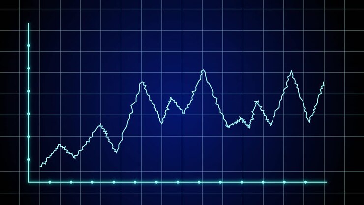 Animation of financial graph over navy background