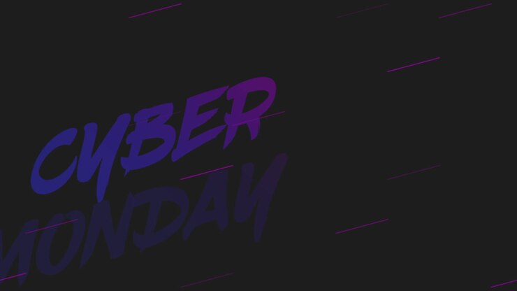 Modern Cyber Monday text with neon lines on black gradient