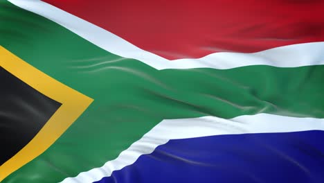 la bandera de sudáfrica ondeando en el viento con una textura de tela muy detallada. bucle sin costuras