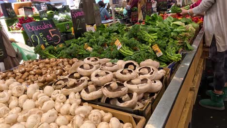 fresh produce displayed at a bustling market