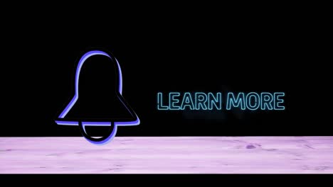 animation of flashing bell icon and learn more text