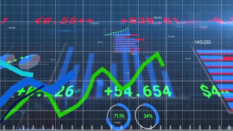procesamiento de datos estadísticos a través de la red de red contra un fondo azul