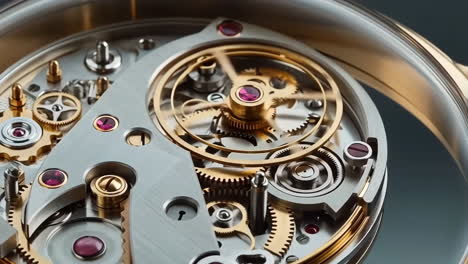 close-up of intricate mechanical watch movement