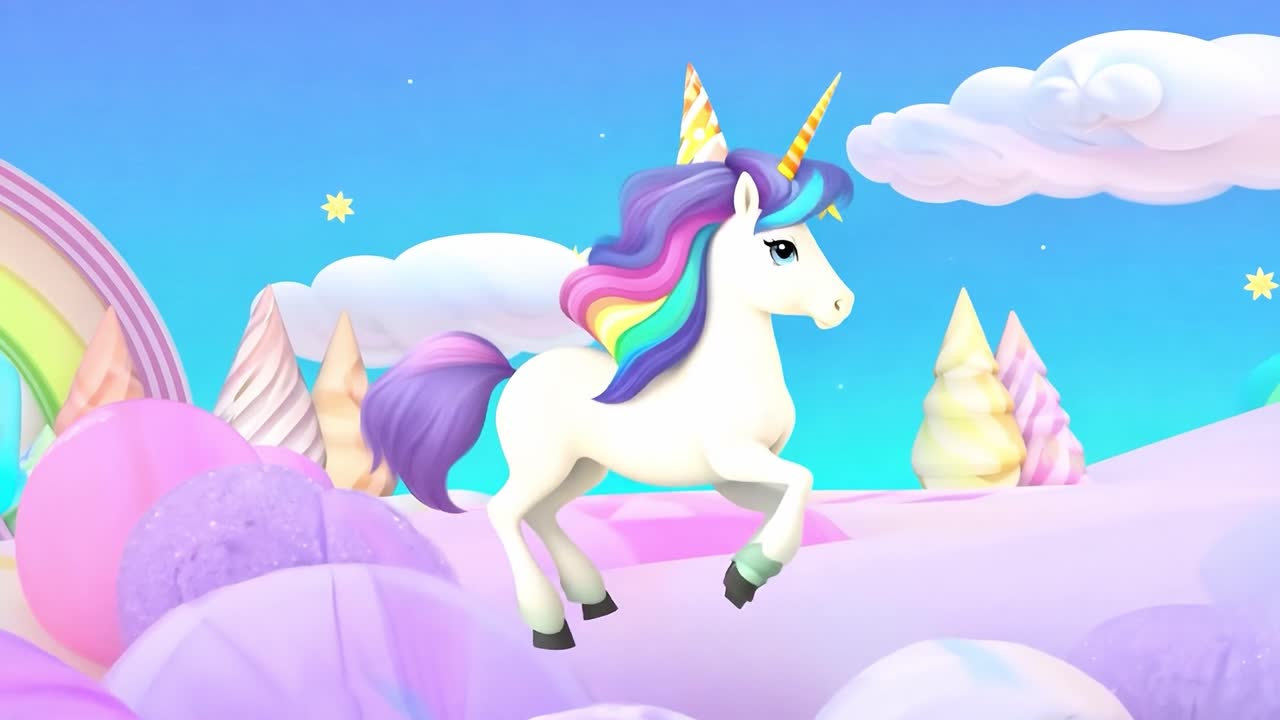 Cute Unicorn in a Dreamy Candy Land