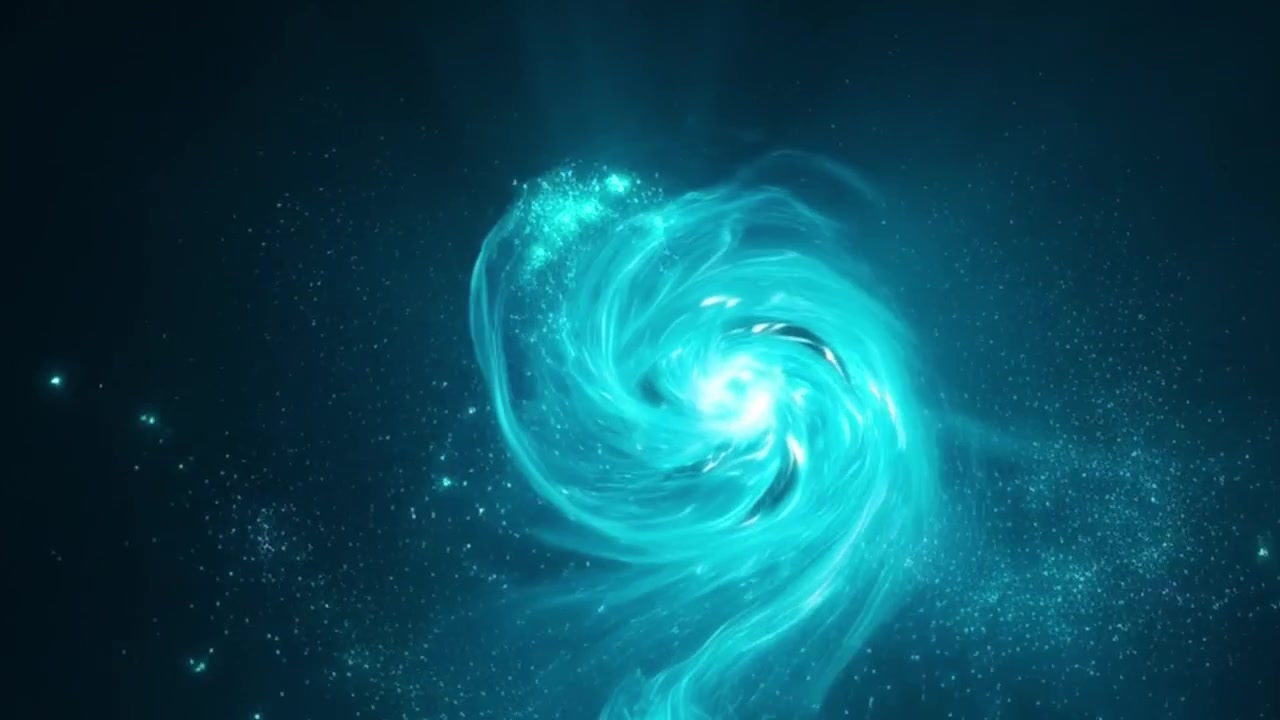Abstract Glowing Blue Energy Vortex Swirling in Deep Space