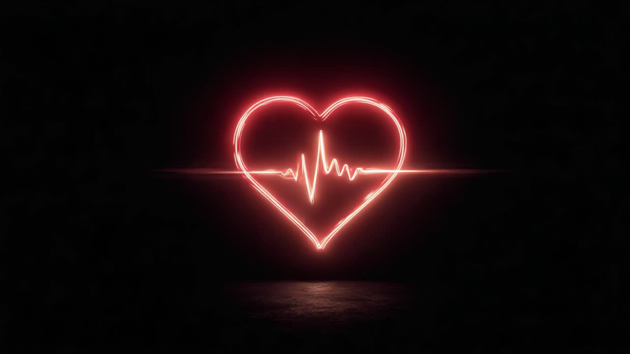 A Glowing Heartbeat: A Vibrant Visual Representation of Love and Life Expressed Through an Enchanting Neon Heartbeat Design