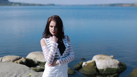 outdoors portrait of beautiful young woman