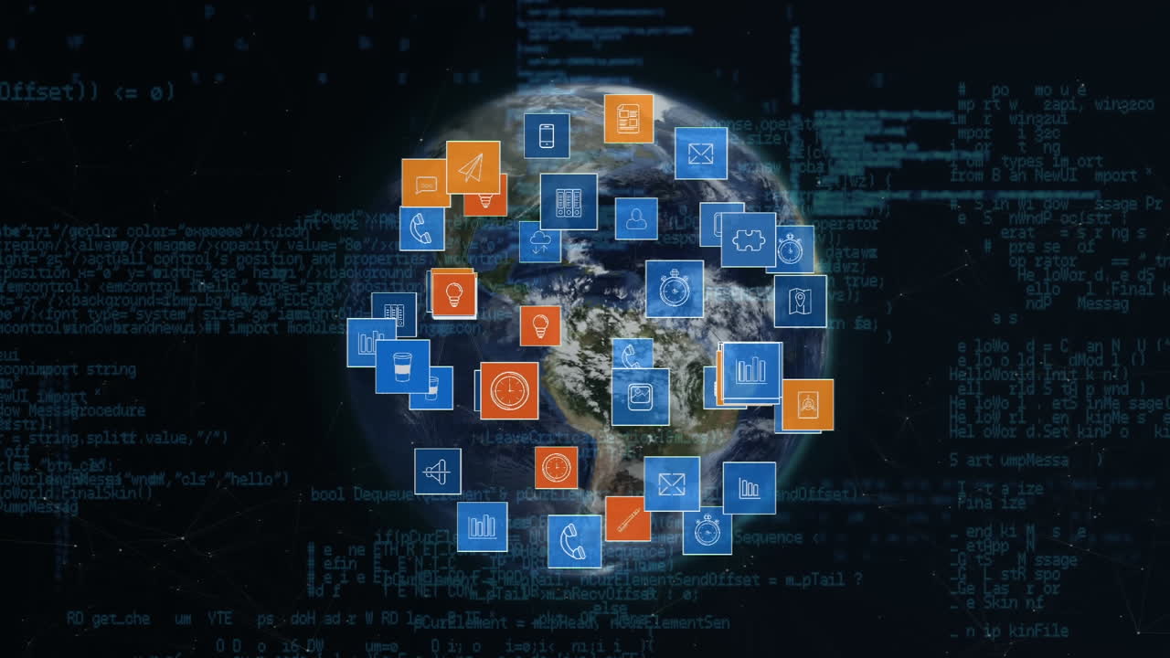 iconos de globos y aplicaciones digitales