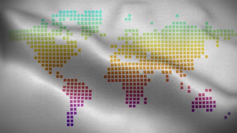 mapa del mundo arco iris de color blanco 01 bandera de bucle de fondo 4k