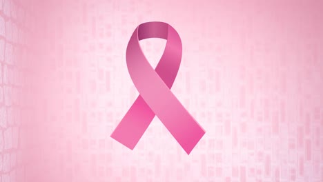 Animation-of-pink-ribbon-logo-appearing-on-pink-background