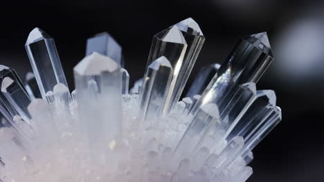 close-up of sparkling clear quartz crystal cluster