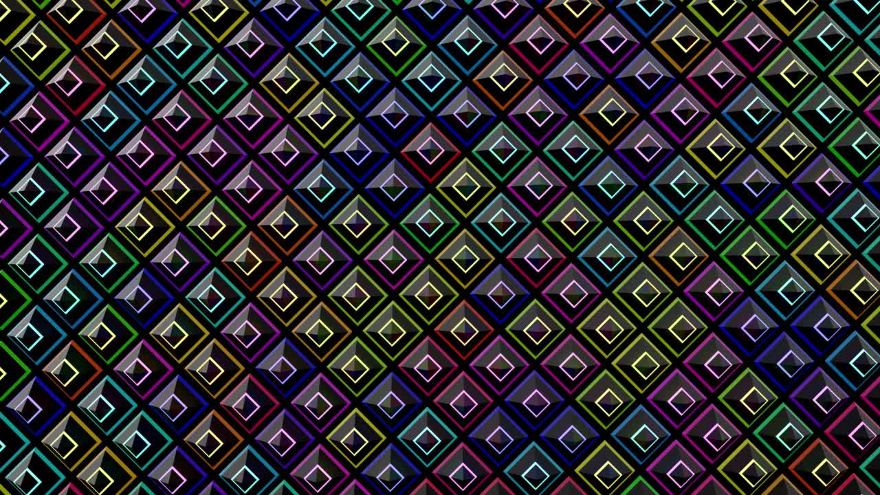 fondo abstracto en bucle de 4k con luces de neón que se ejecutan en pirámides. telón de fondo de bucle de vj espectáculo festivo o eventos de vacaciones, exposiciones, festivales o conciertos, videos musicales, bucle de vij para clubes nocturnos.