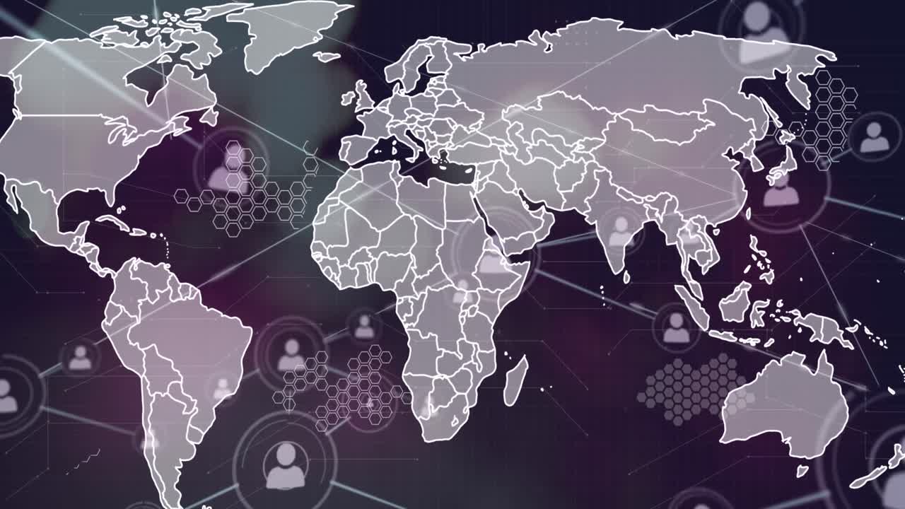 Animation of network of connections over world map