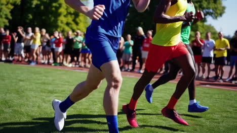 men running a race